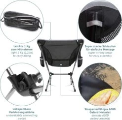 Smartpeas Campingstoel Van Stevig 600D Polyester En Aluminium - Lichtgewicht En Opvouwbaar - Camping Gadget Inclusief Zijzakken +Plus: Strandmat & Draagtas -Buitenkampeer Winkel 1200x1186 4