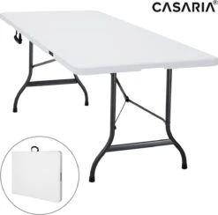 Casaria Tuintafel Opvouwbaar – Met Draaggreep 220x70 Cm – Wit -Buitenkampeer Winkel 1200x1187 5