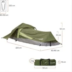 Where Tomorrow Solo Tent 220X80X50 Cm - Groen - 1 Persoons -Buitenkampeer Winkel 1200x1195