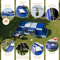 Skandika Montana 8 Sleeper Tent – Tunneltent – 8 Persoons Familietent - Campingtent – Sleeper Technology (2 Tot 4 Extra Donkere Slaapcabines) – Ingenaaide Tentvloer - Muggengaas – 700 X 310 X 200 Cm (LxBxH) – 5000mm Waterkolom – Kamperen – Blauw/wit 12 Skandika Montana 8 Sleeper Tent – Tunneltent – 8 Persoons Familietent - Campingtent – Sleeper Technology (2 Tot 4 Extra Donkere Slaapcabines) – Ingenaaide Tentvloer - Muggengaas – 700 X 310 X 200 Cm (LxBxH) – 5000mm Waterkolom – Kamperen – Blauw/wit -Buitenkampeer Winkel 1200x1199