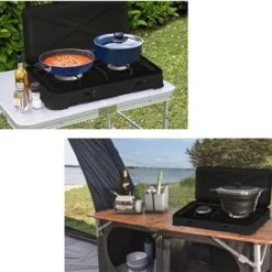 TronicXL Turbo Campingkooktoestel Met 2 Vlammen Aluminium Brander Gasaansluitslang En Drukregelaar, Gasfornuis, Gas, Zwart, Inclusief Draadgaas -Buitenkampeer Winkel 1200x1200 1077