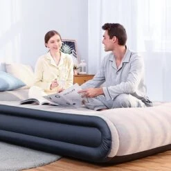 Sable Luxe Queen Size 2 Persoons Luchtmatras Met Ingebouwd Kussen, Opblaasbaar Luchtbed Met Ingebouwde Elektrische Pomp Voor Kamperen, Reizen Of Overnachtende Gasten Of Festival -Buitenkampeer Winkel 1200x1200 1094