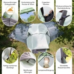 Skandika Bern 4 Koepeltent - Koepeltent - Tenten - 4 Persoons Kampeertent Met Panoramisch Dakraam, 2 Slaapcabines, Grondzeil, 210 Cm Stahoogte, Waterdicht, 4000 Mm Waterkolom - Grote Outdoor Familie Tent, Kampeertent - Grijs -Buitenkampeer Winkel 1200x1200 117
