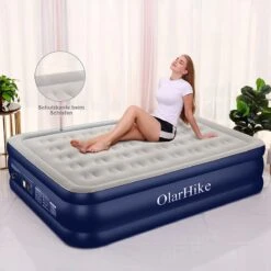 OlarHike Queen Size Luchtmatras Met Geïntegreerde Elektrische Pomp, Zelfopblazend Luchtbed, Voor 2 Personen, Premium Gastenbed, Opblaasbaar Matras Voor Camping Of Thuisgebruik, 203 X 152 X 46 Cm -Buitenkampeer Winkel 1200x1200 1216