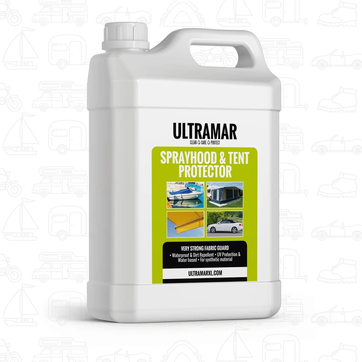 Ultramar - Sprayhood & Tent Protector 2,5L - Impregneermiddel Voor Bootkap, Tent, Cabriodak - Maakt Waterdicht En Geeft Extra Bescherming 3 Ultramar - Sprayhood & Tent Protector 2,5L - Impregneermiddel Voor Bootkap, Tent, Cabriodak - Maakt Waterdicht En Geeft Extra Bescherming