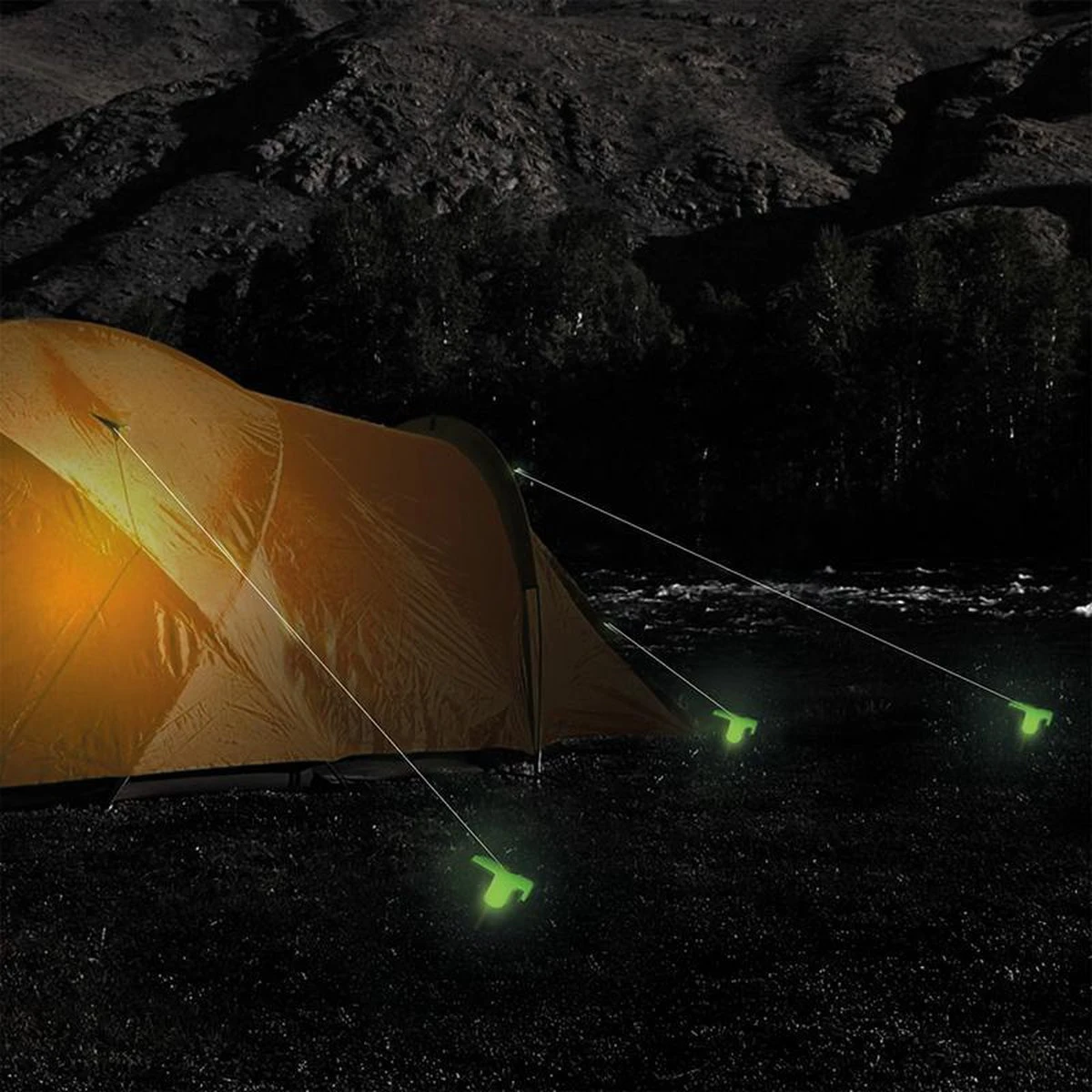 TEC Tentharing 24cm Met Kunststof Haak Glow-in-the-dark Set Van 6 Stuks 4 TEC Tentharing 24cm Met Kunststof Haak Glow-in-the-dark Set Van 6 Stuks - Afbeelding 2