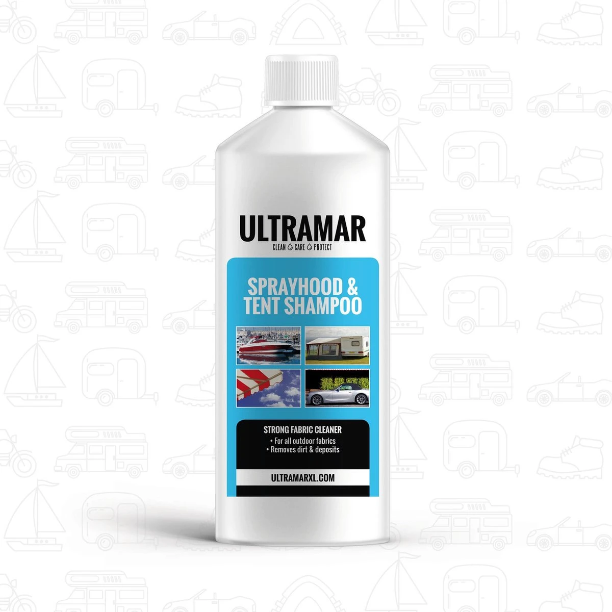 Ultramar - Sprayhood & Tent Shampoo - 1L - Tentdoekreiniger - Voor Bootkap, Tent, Cabriodak, Zonwering - Tentonderhoud - Bootonderhoud - Schoonmaakmiddel 3 Ultramar - Sprayhood & Tent Shampoo - 1L - Tentdoekreiniger - Voor Bootkap, Tent, Cabriodak, Zonwering - Tentonderhoud - Bootonderhoud - Schoonmaakmiddel