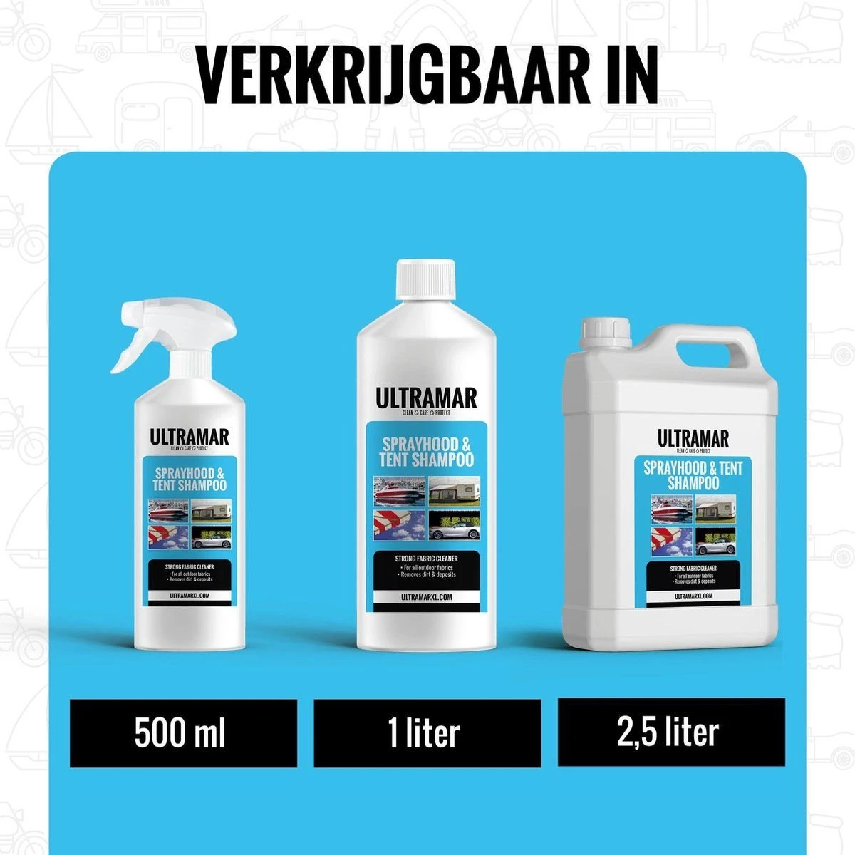 Ultramar - Sprayhood & Tent Shampoo - 1L - Tentdoekreiniger - Voor Bootkap, Tent, Cabriodak, Zonwering - Tentonderhoud - Bootonderhoud - Schoonmaakmiddel 7 Ultramar - Sprayhood & Tent Shampoo - 1L - Tentdoekreiniger - Voor Bootkap, Tent, Cabriodak, Zonwering - Tentonderhoud - Bootonderhoud - Schoonmaakmiddel - Afbeelding 5