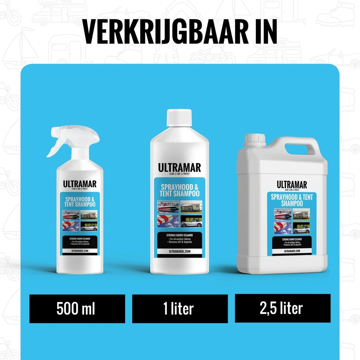 Ultramar - Sprayhood & Tent Shampoo - 1L - Tentdoekreiniger - Voor Bootkap, Tent, Cabriodak, Zonwering - Tentonderhoud - Bootonderhoud - Schoonmaakmiddel 8 Ultramar - Sprayhood & Tent Shampoo - 1L - Tentdoekreiniger - Voor Bootkap, Tent, Cabriodak, Zonwering - Tentonderhoud - Bootonderhoud - Schoonmaakmiddel - Afbeelding 6