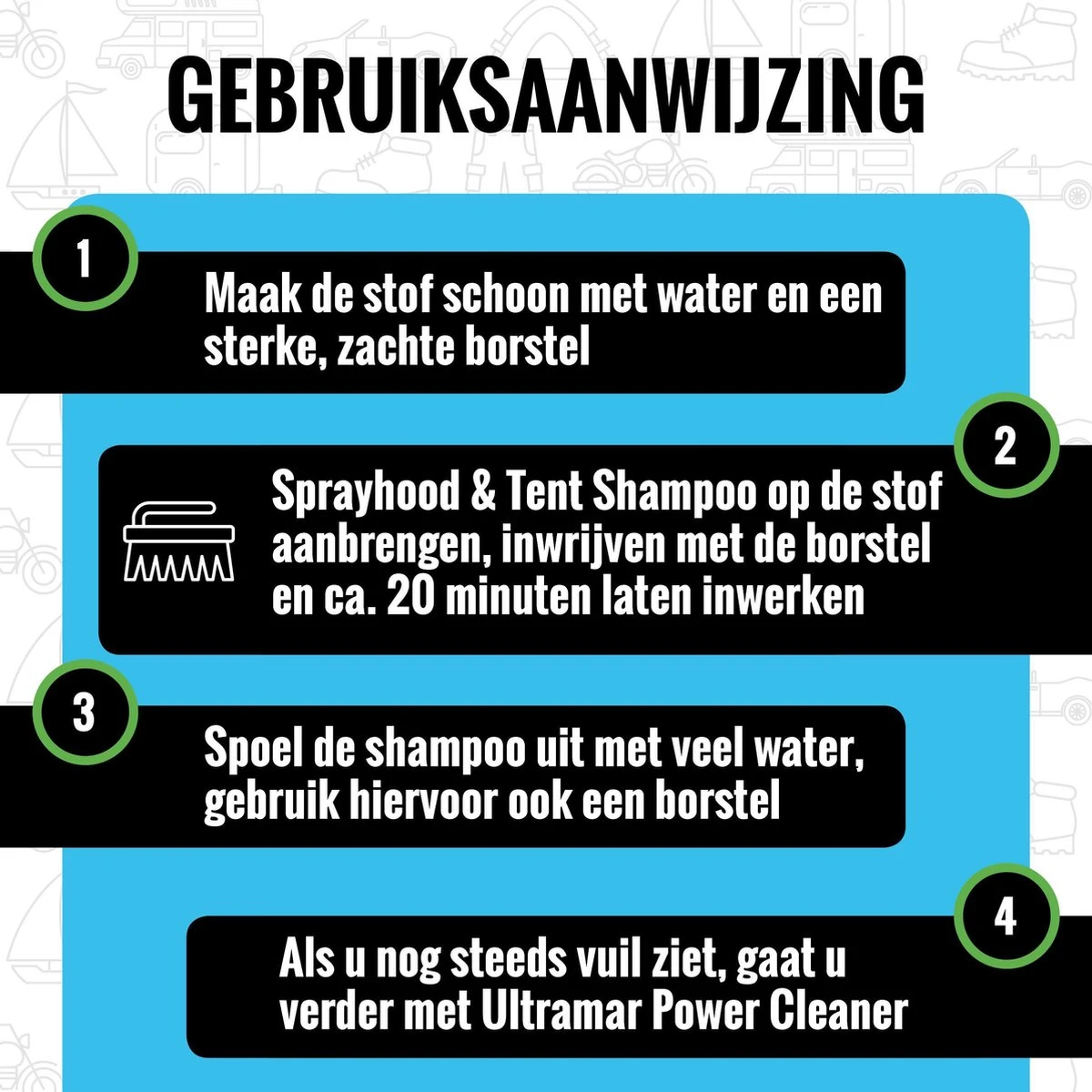 Ultramar - Sprayhood & Tent Shampoo - 1L - Tentdoekreiniger - Voor Bootkap, Tent, Cabriodak, Zonwering - Tentonderhoud - Bootonderhoud - Schoonmaakmiddel 9 Ultramar - Sprayhood & Tent Shampoo - 1L - Tentdoekreiniger - Voor Bootkap, Tent, Cabriodak, Zonwering - Tentonderhoud - Bootonderhoud - Schoonmaakmiddel - Afbeelding 7