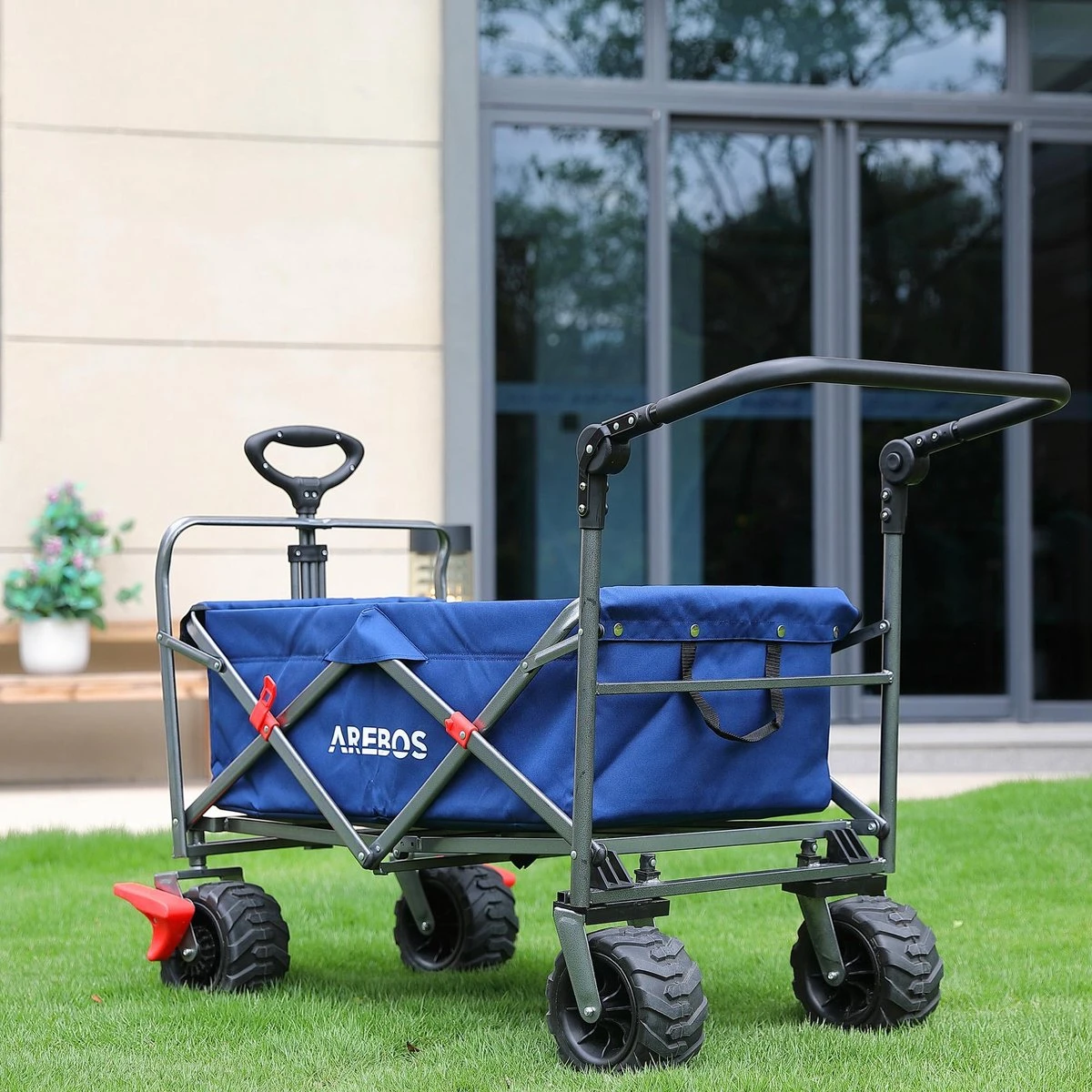 AREBOS Handkar | Transportwagen | Apparatuurwagen | Opvouwbaar | Duwstang| Blauw 7 AREBOS Handkar | Transportwagen | Apparatuurwagen | Opvouwbaar | Duwstang| Blauw - Afbeelding 5