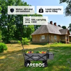AREBOS Handwagen Vouwbare Dak Handwagen Vouwbare Trolley Uitrustingswagen Grijs -Buitenkampeer Winkel 1200x1200 1436