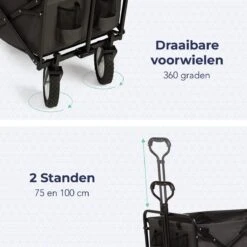 LifeGoods Bolderkar - Opvouwbaar - Draaibare Wielen - 2 Standen - 70KG Draagkracht - Grijs -Buitenkampeer Winkel 1200x1200 1441