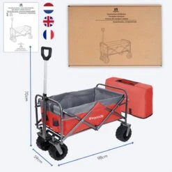 LifeGoods Bolderkar - Opvouwbaar - Tot 80KG - 94L - Wasbaar Polyester - 98x45cm - Rood/Grijs -Buitenkampeer Winkel 1200x1200 1483