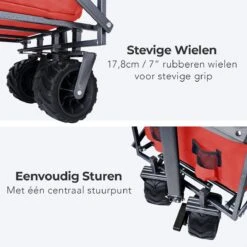 LifeGoods Bolderkar - Opvouwbaar - Tot 80KG - 94L - Wasbaar Polyester - 98x45cm - Rood/Grijs -Buitenkampeer Winkel 1200x1200 1486