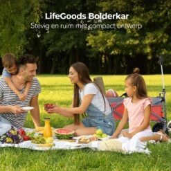LifeGoods Bolderkar - Opvouwbaar - Tot 80KG - 94L - Wasbaar Polyester - 98x45cm - Rood/Grijs -Buitenkampeer Winkel 1200x1200 1487