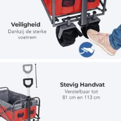 LifeGoods Bolderkar - Opvouwbaar - Tot 80KG - 94L - Wasbaar Polyester - 98x45cm - Rood/Grijs -Buitenkampeer Winkel 1200x1200 1488