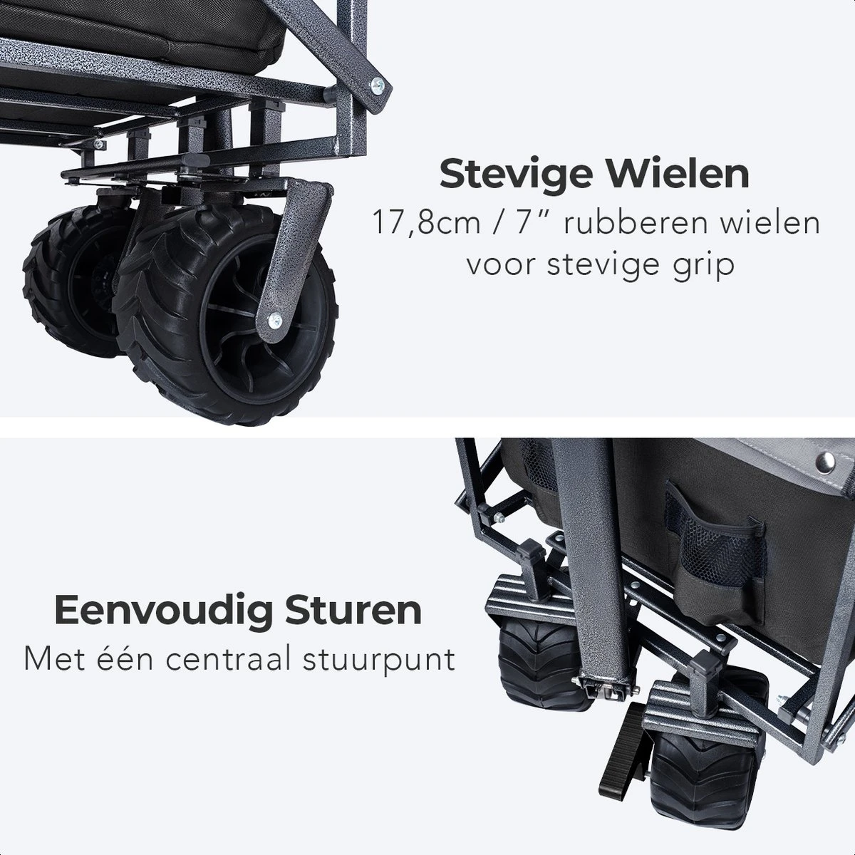 LifeGoods Bolderkar - Opvouwbaar - Tot 80KG - 94L - Wasbaar Polyester - 98x45cm - Zwart/Grijs 12 LifeGoods Bolderkar - Opvouwbaar - Tot 80KG - 94L - Wasbaar Polyester - 98x45cm - Zwart/Grijs - Afbeelding 10