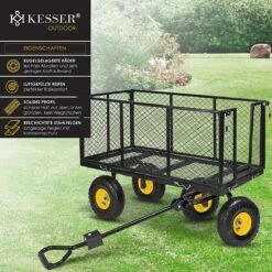 Exxen KESSER® Bolderkar, 550 Kg Belastbaar, Tuinwagen, Transportwagen, Tuinwagen, Uitneembaar Zeil, Gereedschapswagen, Handwagen, Veelzijdig Inzetbaar, Zwart -Buitenkampeer Winkel 1200x1200 1514