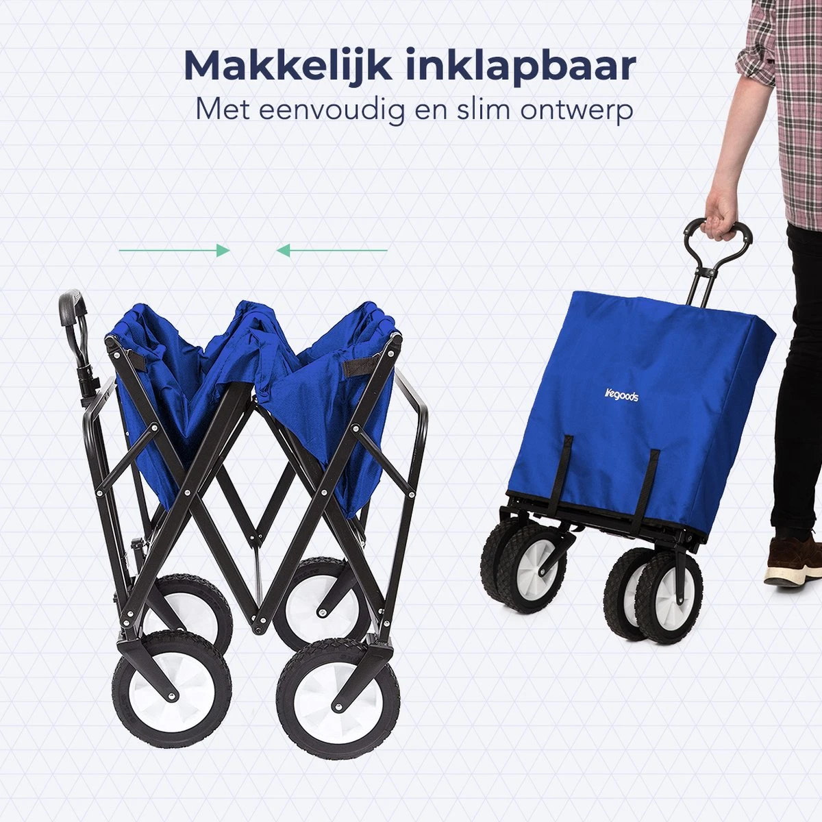 LifeGoods Bolderkar - Opvouwbaar - Draaibare Wielen - 2 Standen - 70KG Draagkracht - Blauw 5 LifeGoods Bolderkar - Opvouwbaar - Draaibare Wielen - 2 Standen - 70KG Draagkracht - Blauw - Afbeelding 3