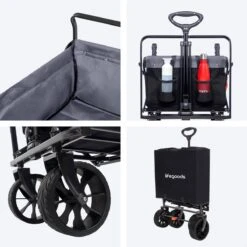 LifeGoods Bolderkar - Opvouwbaar - Tot 120KG - 103L - Extra Draagtas En Duwstang - Wasbaar Polyester - 98x45cm - Zwart/Grijs -Buitenkampeer Winkel 1200x1200 1547