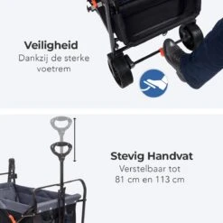 LifeGoods Bolderkar - Opvouwbaar - Tot 120KG - 103L - Extra Draagtas En Duwstang - Wasbaar Polyester - 98x45cm - Zwart/Grijs -Buitenkampeer Winkel 1200x1200 1551