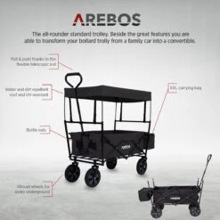 AREBOS Handwagen Vouwbare Dak Handwagen Vouwbare Trolley Uitrustingswagen Zwart -Buitenkampeer Winkel 1200x1200 1563