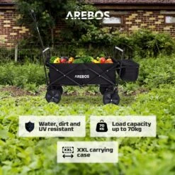 AREBOS Handwagen Vouwbare Dak Handwagen Vouwbare Trolley Uitrustingswagen Zwart -Buitenkampeer Winkel 1200x1200 1564
