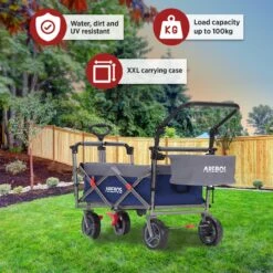 AREBOS Premium Steekwagen Met Dak Opvouwbare Tuinkar Handkar Bolderkar Blauw / Grijs -Buitenkampeer Winkel 1200x1200 1585