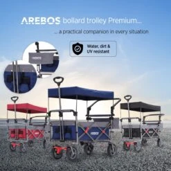 AREBOS Premium Steekwagen Met Dak Opvouwbare Tuinkar Handkar Bolderkar Blauw / Grijs -Buitenkampeer Winkel 1200x1200 1588