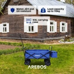 AREBOS Handwagen Vouwbare Dak Handwagen Vouwbare Trolley Uitrustingswagen Blauw -Buitenkampeer Winkel 1200x1200 1602