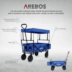AREBOS Handwagen Vouwbare Dak Handwagen Vouwbare Trolley Uitrustingswagen Blauw -Buitenkampeer Winkel 1200x1200 1606
