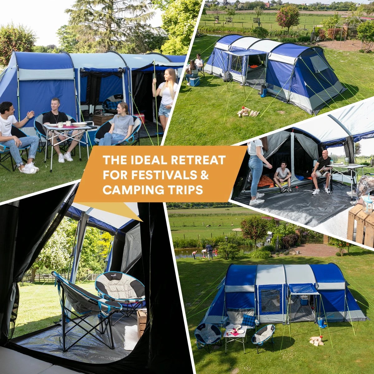 Skandika Montana 8 Sleeper Tent – Tunneltent – 8 Persoons Familietent - Campingtent – Sleeper Technology (2 Tot 4 Extra Donkere Slaapcabines) – Ingenaaide Tentvloer - Muggengaas – 700 X 310 X 200 Cm (LxBxH) – 5000mm Waterkolom – Kamperen – Blauw/wit 4 Skandika Montana 8 Sleeper Tent – Tunneltent – 8 Persoons Familietent - Campingtent – Sleeper Technology (2 Tot 4 Extra Donkere Slaapcabines) – Ingenaaide Tentvloer - Muggengaas – 700 X 310 X 200 Cm (LxBxH) – 5000mm Waterkolom – Kamperen – Blauw/wit - Afbeelding 2