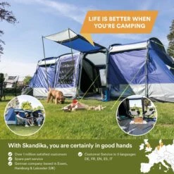 Skandika Montana 8 Sleeper Tent – Tunneltent – 8 Persoons Familietent - Campingtent – Sleeper Technology (2 Tot 4 Extra Donkere Slaapcabines) – Ingenaaide Tentvloer - Muggengaas – 700 X 310 X 200 Cm (LxBxH) – 5000mm Waterkolom – Kamperen – Blauw/wit 16 Skandika Montana 8 Sleeper Tent – Tunneltent – 8 Persoons Familietent - Campingtent – Sleeper Technology (2 Tot 4 Extra Donkere Slaapcabines) – Ingenaaide Tentvloer - Muggengaas – 700 X 310 X 200 Cm (LxBxH) – 5000mm Waterkolom – Kamperen – Blauw/wit -Buitenkampeer Winkel 1200x1200 179
