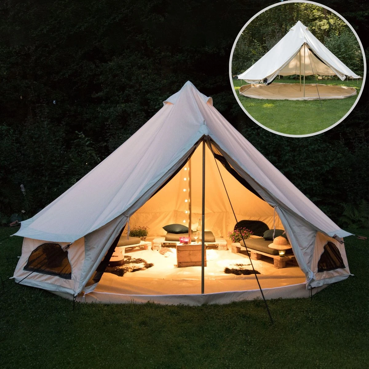 Skandika Tipii 400 Canvas Tent – Tipi-tenten – 8 Persoons Familietent - Campingtent – Muggengaas – 250 Cm Stahoogte – 400 Cm Diameter – 4000 Mm Waterkolom – Indische Tent, Partytent, Festivaltent – Outdoor, Camping, Tuin – Kamperen – Wit 6 Skandika Tipii 400 Canvas Tent – Tipi-tenten – 8 Persoons Familietent - Campingtent – Muggengaas – 250 Cm Stahoogte – 400 Cm Diameter – 4000 Mm Waterkolom – Indische Tent, Partytent, Festivaltent – Outdoor, Camping, Tuin – Kamperen – Wit - Afbeelding 4