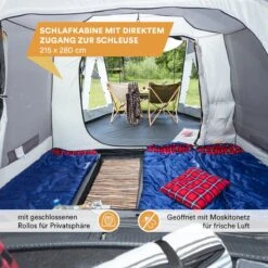 Skandika Pitea XL UP Tent – Koepeltenten - Autotent – 4 Persoons Campingtent Voor SUV, Caddy, Auto, CUV – Vrijstaand – Met/zonder Slaapcabine – Max. Stahoogte 200 Cm – Waterdicht Met 3000mm Waterkolom - 515 X 300 X 200 Cm (LxBxH) – Kamperen - Grijs -Buitenkampeer Winkel 1200x1200 214