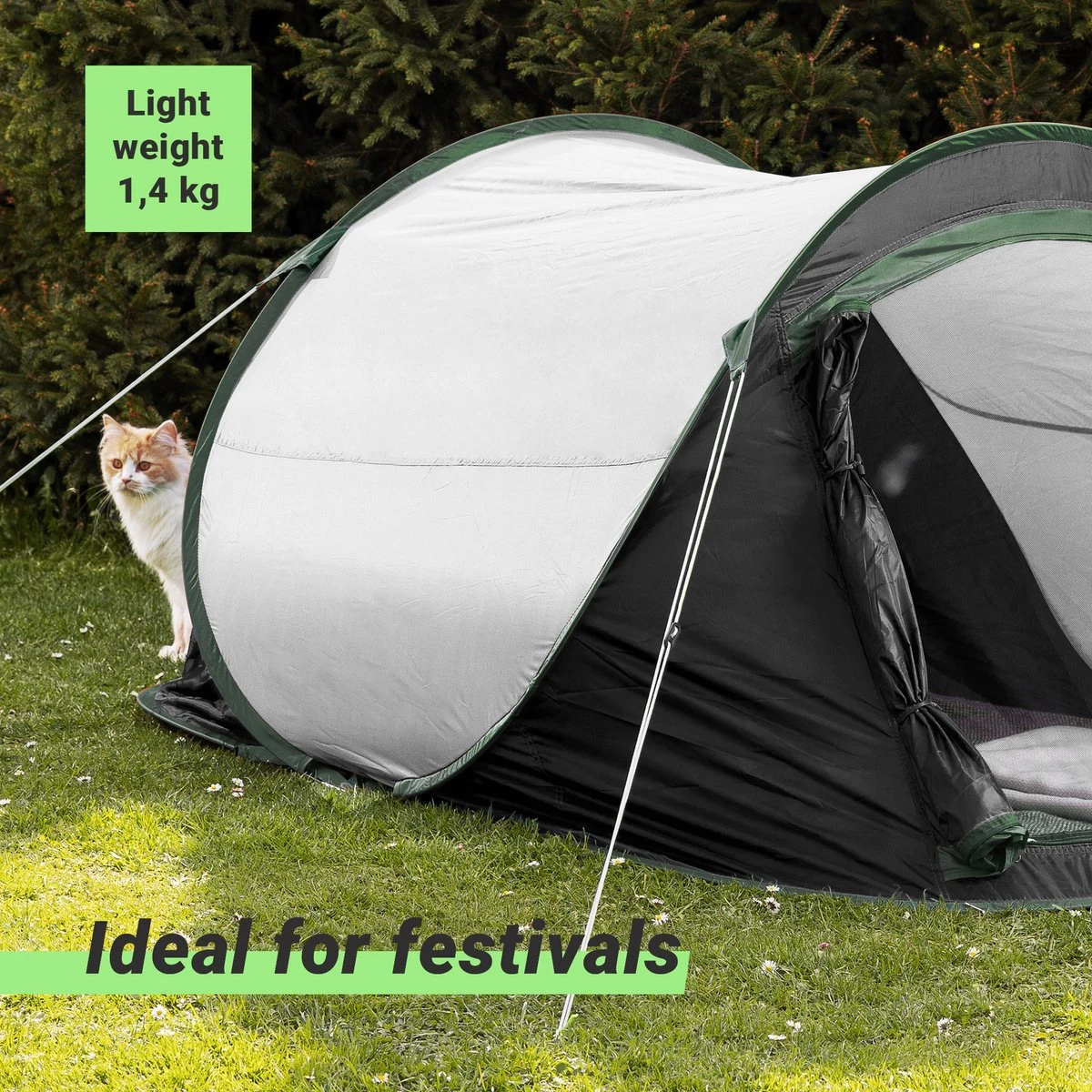 JEMIDI Tweepersoons Pop-up Tent - Opgooitent, Werptent Voor 2 Personen - Ideaal Als Festivaltent Of Kampeertent - Verschillende Kleuren 9 JEMIDI Tweepersoons Pop-up Tent - Opgooitent, Werptent Voor 2 Personen - Ideaal Als Festivaltent Of Kampeertent - Verschillende Kleuren - Afbeelding 8