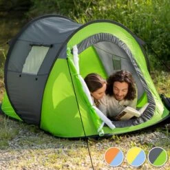 Pop Up Tent Waterkolom 1500 Mm/Cm² - Blauw - 2 Persoons -Buitenkampeer Winkel 1200x1200 24