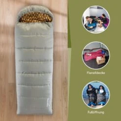 Skandika Dundee Flannel-R Slaapzak – Slaapzakken – Slaapzakken Volwassen - Maat M – Unisex - Katoen, Luxe Kwaliteit, Dubbele Slaapzak, 3 Seizoenen, Tot -20°C - 220 X 80 Cm - Outdoor Kampeerslaapzak – Ritssluiting Rechts - Grijs/geel -Buitenkampeer Winkel 1200x1200 369