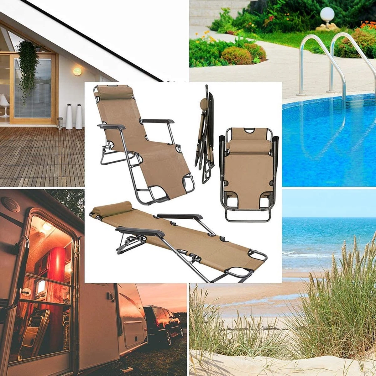 Ligstoel Opvouwbaar 155x60cm - Lichte Ligbed Relaxstoel Tuinstoel Campingstoel Strandstoel 15 Ligstoel Opvouwbaar 155x60cm - Lichte Ligbed Relaxstoel Tuinstoel Campingstoel Strandstoel - Afbeelding 13