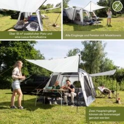 Skandika Pitea XL CROSS Tent – Koepeltenten - Autotent – Campingtent Voor SUV, Caddy, Auto, CUV - Voor Max. 4 Personen – Vrijstaand – Met/zonder Slaapcabine – Max. Stahoogte 230 Cm – 3000mm Waterkolom - 475 X 290 X 230 Cm (LxBxH) – Kamperen - Grijs -Buitenkampeer Winkel 1200x1200 40