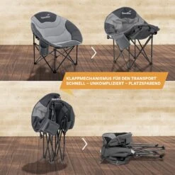 Skandika Moonchair Sirkka – Campingstoelen – Klapstoel – Vouwstoel – Kampeerstoel - Grote, Comfortabele, Campingstoel Opvouwbaar, Gepolsterd, Koelvak, Drinkhouder, Draaggreep En Draagtas, Antislipvoetjes - Max. 150 Kg – Zwart/grijs -Buitenkampeer Winkel 1200x1200 420