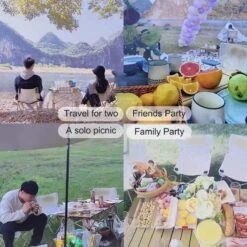 Buxibo - Lichtgewicht Vouwbare Campingtafel - Inklapbaar - Vis/Tuin/Picknick Tafel - Kamperen - Met Opberghoes - Aluminium - Grijs -Buitenkampeer Winkel 1200x1200 431