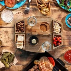 Merkloos Houten Outdoor Wijntafel Draagbare Houten Picknicktafel Mini Campingtafels Met Wijnglas Houder Voor Tuin Outdoor Camping Picknick Strand - Plataan Hout - Wijn -Buitenkampeer Winkel 1200x1200 441