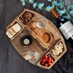 Merkloos Houten Outdoor Wijntafel Draagbare Houten Picknicktafel Mini Campingtafels Met Wijnglas Houder Voor Tuin Outdoor Camping Picknick Strand - Plataan Hout - Wijn -Buitenkampeer Winkel 1200x1200 442