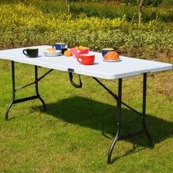 Casaria Tuintafel Opvouwbaar – Met Draaggreep 220x70 Cm – Wit -Buitenkampeer Winkel 1200x1200 451