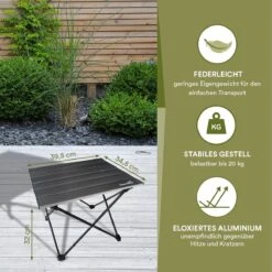 Skandika Ruka S Kleine Campingtafel – Campingtafels - Aluminium Campingtafel, Opvouwbaar, Zeer Licht, Eenvoudig Te Monteren, Stabiele Standaard - Opvouwtafel Voor Kamperen, Tenten Wandelen, Reizen, Thuis, Tuin – Tot Max. 20 Kg. - Grijs -Buitenkampeer Winkel 1200x1200 578