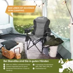 Skandika Relax Comfort Campingstoel - Campingstoel Opvouwbaar - Comfortabele Klapstoel Met Drinkhouder En Koelvak, Tot Max. 160 Kg, Opvouwbaar, Lichtgewicht | Vouwstoel Voor Kamperen, Camping, Festival, Vissen – Grijs -Buitenkampeer Winkel 1200x1200 585