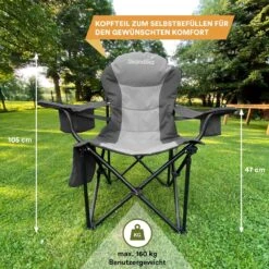 Skandika Relax Comfort Campingstoel - Campingstoel Opvouwbaar - Comfortabele Klapstoel Met Drinkhouder En Koelvak, Tot Max. 160 Kg, Opvouwbaar, Lichtgewicht | Vouwstoel Voor Kamperen, Camping, Festival, Vissen – Grijs -Buitenkampeer Winkel 1200x1200 587
