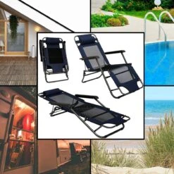 Ligstoel 155x60cm - Opvouwbaar Campingstoel Ligbed Strandstoel Tuinstoel Vouwligstoel Blauw -Buitenkampeer Winkel 1200x1200 625